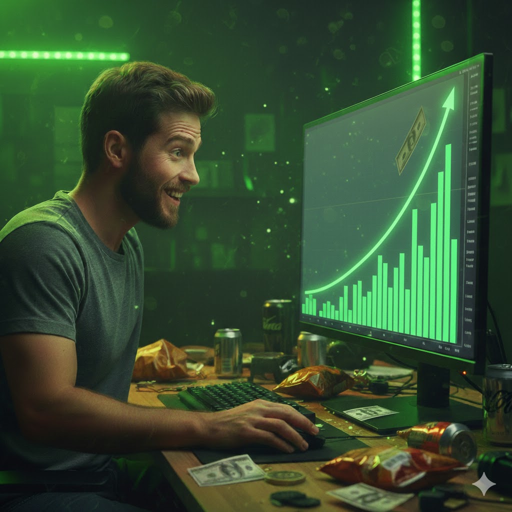 Operador vendo gráficos subindo após usar o painel